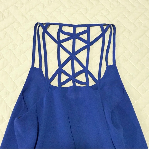 🌟B1G1 Flowy Royal Blue Chiffon Geometric Tank Top - Picture 2 of 3